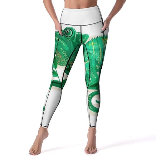 Legging de sport taille haute Caméléon Vert pour fitness et jogging quotidien taille S