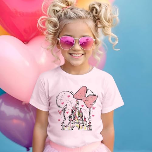Image of Graphic Shirts for Girls Cute Bow T Shirt Kids Toddler Holiday Tshirt Vacation Trip Summer Tee Cotton Tops