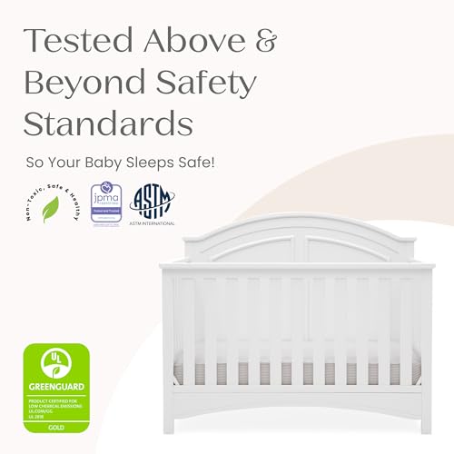 Delta Children Perry 6-in-1 Convertible Crib - Greenguard Gold Certified, Bianca White - Image 4