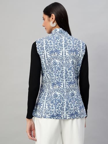 Image of Ravaiyaa - Attitude is everything Women's Floral Printed Reversible Quilted Jacket Coat Blazer Jacket Sleeve Less Waistcoat
