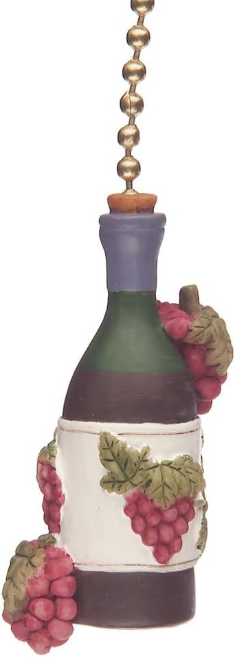 Clementine Designs Wine Bottle Grapes Tuscany Vino Ceiling Fan Pull Chain Light Decorative Extension