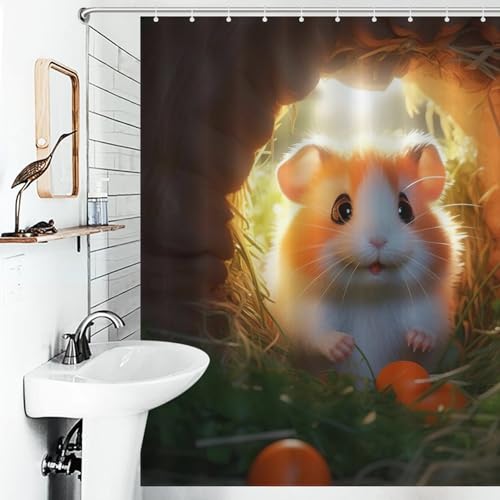 Rideau de douche hamster imperméable et séchage rapide en tissu - 6