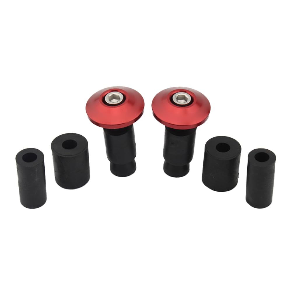 Bacar Lenkergriffe Kappe / Lenkerenden – 2 Stück Für 7/8" (22mm) Hohllenker, Aluminium & Gummi (Rot)