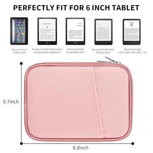 Image of HoYiXi Universal Sleeve Bag for 6 inch,6.8 inch,7 inch Kindle Paperwhite /Colorsoft 2024-2012 Compatible with 6 inch-6.8 inch All-New Kindle /Kobo /Tolino /Sony,6 inch EReader with Anti-Drop Protective Cover,Pink