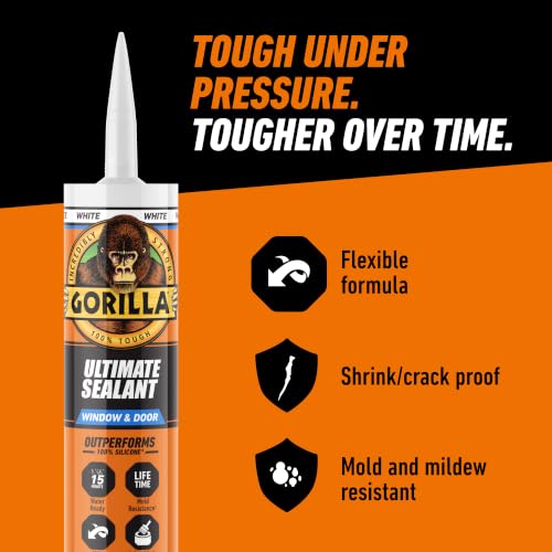 Gorilla Ultimate Sealant Window & Door Caulk, 9 oz Cartridge, White - image 2