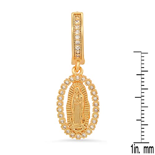 Alternative view of Steeltime Unisex Iced Out Huggie Charm Pendant Brass Earrings with Simulated Diamonds Jewelry Gift