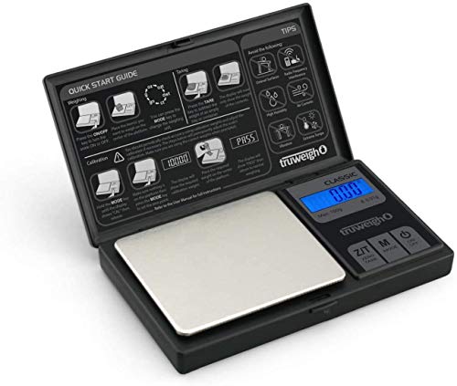 Truweigh CLASSIC Digital Mini Scale (100g x 0.01g - Black/Black) - Digital Food Scale - Digital Kitchen Scale - Small Digital Pocket Scale - Jewelry Scale - Travel Digital Gram Scale - Meal Prep Scale