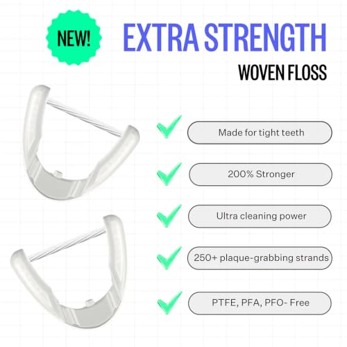 Image of FLAUS Electric Flosser Refills (Oprah's List, Shark Tank) 90ct Extra Strong Woven Dental Clear Floss Heads - No Break, Ultra Durable Refillable Dental Floss Picks for Teeth