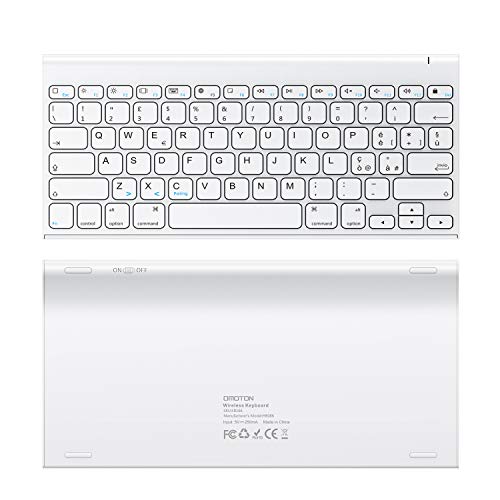 OMOTON Tastiera Bluetooth per iPad, Tastiera Ricaricabile Compatibile con iPad 10.2 2019 /iPad Air 2 3 4/ PRO 9.7 10.5 11 12.9 e iPhone, Layout Italiano QWERTY, Sottile e Leggera Portatile, Bianca
