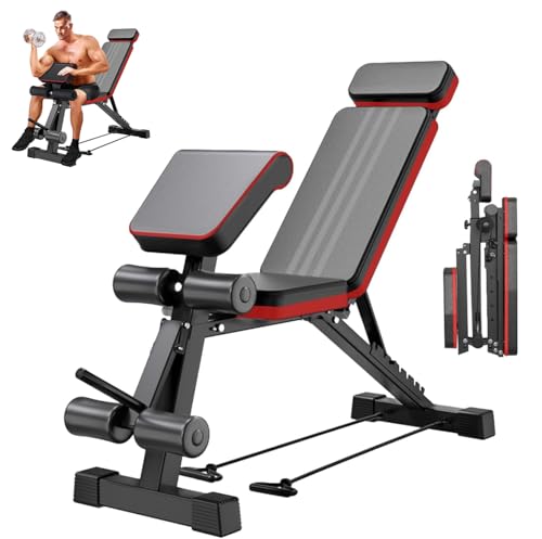 ALSO GO Adjustable Weight Bench, 770LBS Workout Benches with Leg Extension & Extended Headrest, Foldable Incline Decline Bench Press, Roman Chair, Full Body Strength Training Equipment for Home Gym