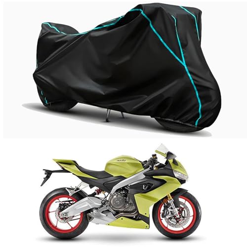 Image of Waterproof Bike Body Cover Compatible for | Aprilia RS 660 STD | Taffeta Fabric, Sky Piping Design, Bottom Elastic Fit | Dustproof, Sun UV & Rain Protection for All Weather.