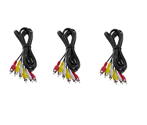 3 Pack 3 RCA Audio/Video Male to Male Cable 6 Feet Black, CNE468575