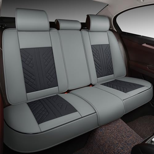 Image of GXT Bench Seat Cover, Premium Faux Leather Bench Seat Covers for Trucks - Universal Fit for Most Sedans SUV Pick-up Truck, Durable for Long Lasting Protection(Grey and Black)
