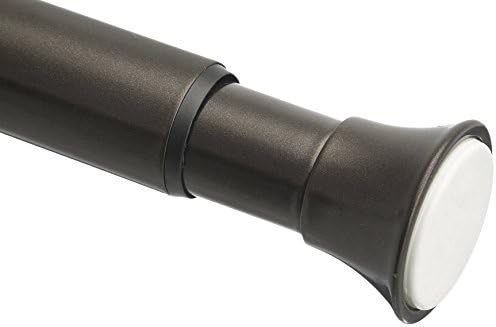 Amazon Basics Tension Curtain Rod, Adjustable 36-54" Width - Bronze, Classic Finial