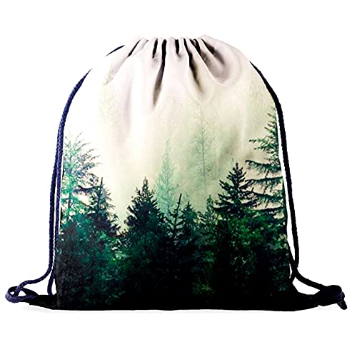 ZZDH Bolsas Gimnasia Cuerda Bolsa de Almacenamiento con cordón Mochila portátil Mujeres Bolsa de Compras Gimnasio Paisaje 3D Impresión de la Bolsa de Viaje (Color : D0011SH20)