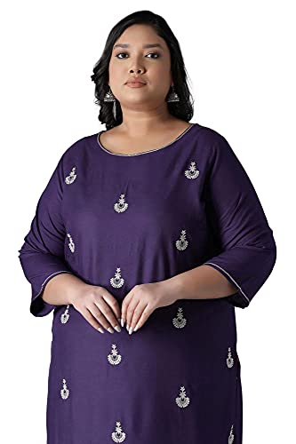 Image of W for Woman Women Viscose Straight Fit Straight Kurta with Buti Embroidery