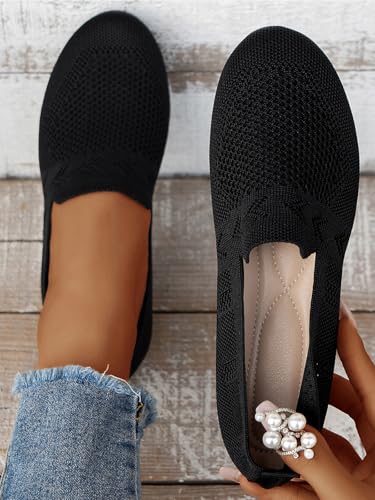 Women's Ballet Flats Knit Dress Shoes Comfortable Casual Dressy Shoes Work Flat Round Toe Slip On Ballerina Flats for Women4