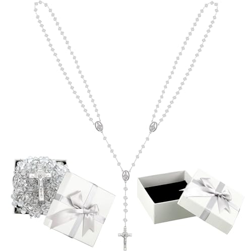 Wowangce Crystal Wedding Lasso for Ceremony Wedding Cord Wedding Lazo with Gift Box De Bodas Arras Rope Lazo para Boda Catolica Bridal Unity Cord Perlas for Filipino Mexico Hispanic Weddings Gift