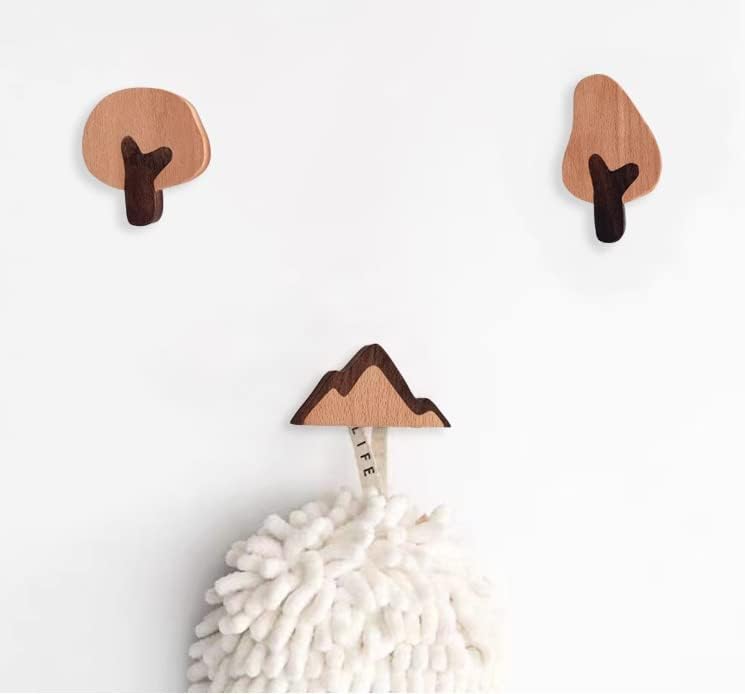 Miniatura 2 de WONQEXZ Gancho de pared, gancho de pared de madera para guardería de bebé, lindos ganchos de árbol pequeño, ganchos de madera, gancho montado en la