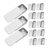 TOGEVAL 18 Piezas Caja de Hojalata para Bálsamo con Tapa Deslizante de Unidades Contenedores Rectangulares Compactos Plata Mate para Regalos y Almacenaje de Pequeños Objetos