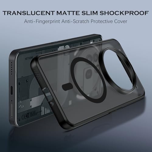 Image of GUAGUA Polycarbonate For Nothing Phone 3A Pro Case, [Compatible With Magsafe] Magnetic Anti-Scratch Translucent Matte Back Slim Shockproof Case Phone Cover,Black