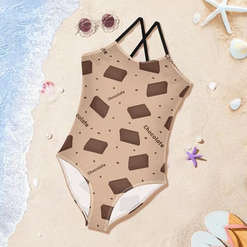 susiyo Girls One Piece Swimsuits Chocolate Bars Bathing Suit Quick Dry Beach Swimwear for Toddler Girl 3-10T4