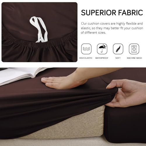 Image of HOKIPO 100% Waterproof Stretchable Seat Couch Cushion Cover, 1 Seater, Brown (NEW-AR-5352-BRN)