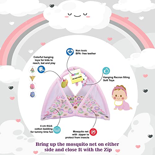 Image of Kwitchy New Born Baby Bedding Combo of Mattress with Net | Sleeping Bag | 4 Pcs Gadda Set (0-6 Months) Pink (3PCS Set)