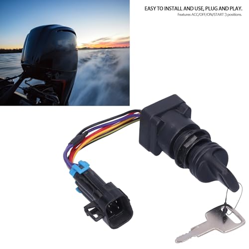 Ignition Key Switch Kit Plastic Black 4 Position Ignition Switch Key Kit 893353A03 Replacement Parts Replacement for Mercruiser DTS Boat Accessory
