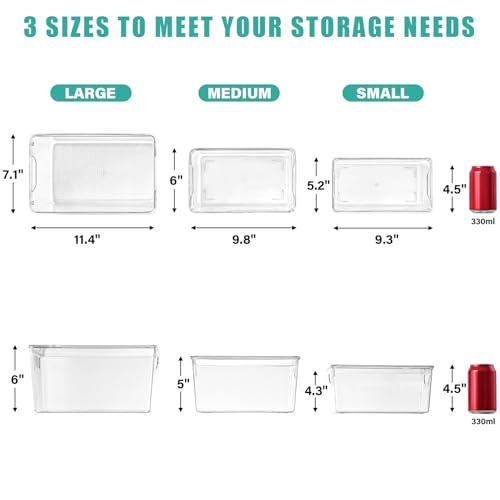 Image of 6 Pack Large Clear Storage Bins with Lids, Acrylic Arts and Craft Storage Containers, Stackable Clear Plastic Craft Storage Bins with Handles for Pantry Organizers and Storage, Kitchen, Fridge, Office