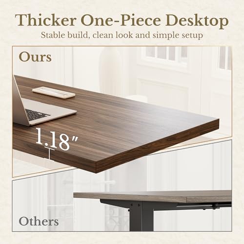 Image of ErGear Electric Standing Desk, 48 Inch Adjustable Height Sit Stand Up Desk with 1.18 inch Thickness Whole-Piece Desktop, Computer Office Desk for Home Office, Black Walnut