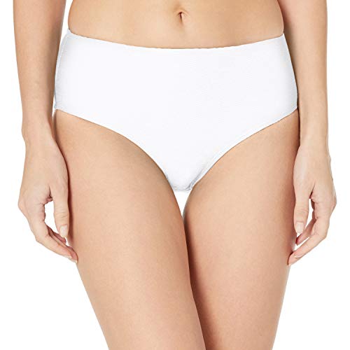Anne Cole Women's Textured Mid Rise Bikini Swim Bottom, White, Small