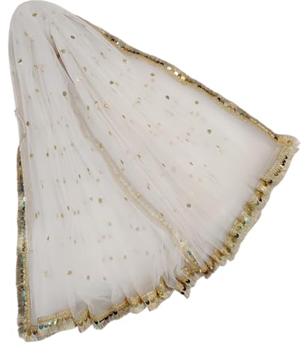 Image of Navti Creations Women's Lightweight Net Dupatta With Sequence Embroidery & Kiran Border (Length 2.25m)