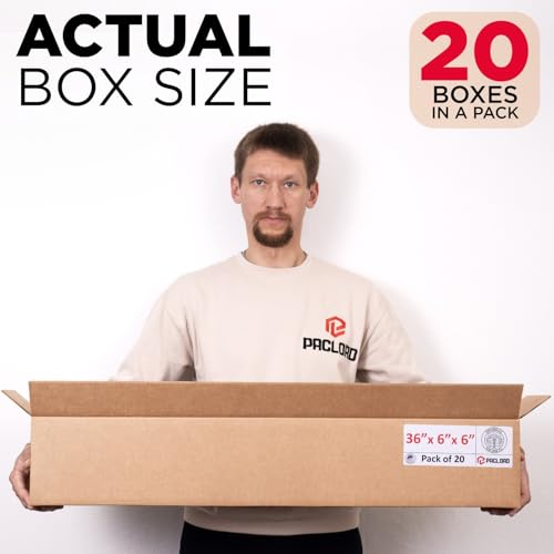 Image of Long Cardboard Boxes 36 inchL x 6 inchW x 6 inchH (Pack of 20) - USA-Made Packing Boxes for Moving, Shipping, or Storage - USPS, UPS, FedEx Approved - Professional Packing Supplies for Moving | USA-Made Packing Boxes for Moving, Shipping, or Storage - USPS, UPS, FedEx Approved - Professional Packing Supplies