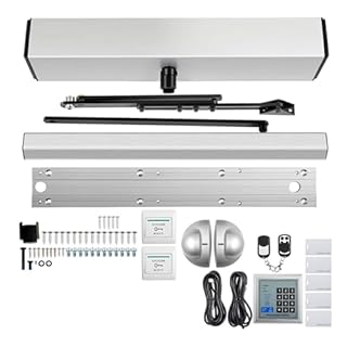 Automatic Door Opener and Closer, Electric Swing Door Opener with 2 Remote Controllers & 2 Sensor, 90° Handicap Door Opener, 3-7S Speed Adjustable, Commercial Door Closer for Hotels(Inward Opening)