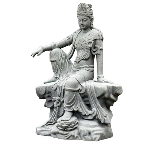 Estatua buda Guanyin de piedra arenisca para acuario