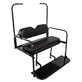 KUAFU Rear Seat w/Roof Support Kit Compatible with 1994.5-Up EZGO TXT Black Flip Folding Back Seat Powder Coated
