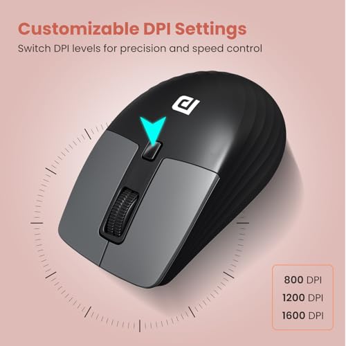 Image of Portronics Key10 Combo Wireless Keyboard and Mouse Set with Wrist Rest, Multimedia Hotkeys, USB Receiver, Adjustable DPI, AI Assistance, Long Key Life & Click Life for PC & Laptop (Grey)