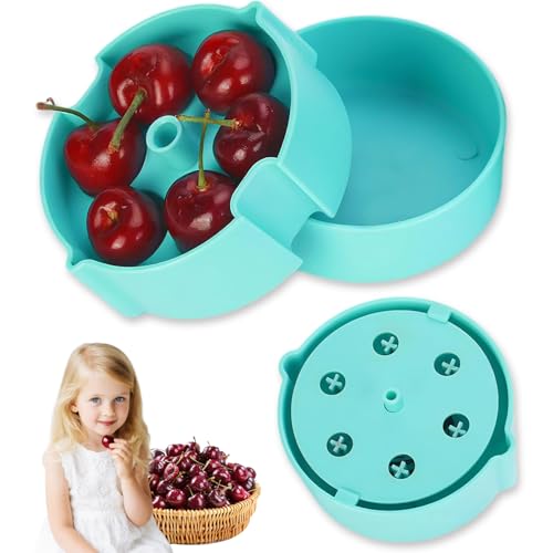 Kirschenentsteiner, Drücken Kirschen Pitter mit Auffangbehälter, Manuelle Kirschkernentferner Maschine, Kein Griff Desig...