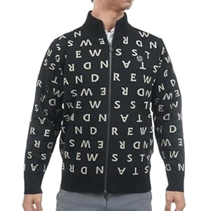 ［セントアンドリュース］ メンズ ニットブルゾン (14Gロゴジャガード) / ゴルフ / 042-5272053 010_ブラック" 
