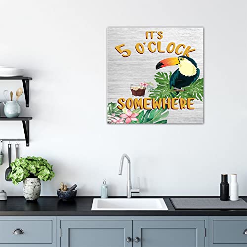 Panneau en bois It's 5 O'Clock Somewhere de décoration murale maison