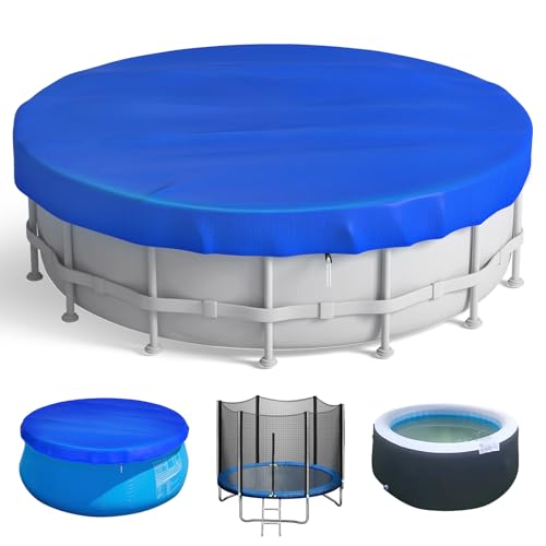 10FT Pool Cover 10 Foot Waterproof Swimming Pool Cover for Paddling Above Ground Pool Hot Tub Spa Trampolines Covers with Drawstring Design 10 ft Round Pools Covers for Inflatable Frame Pools