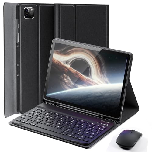 Cover Per iPad Pro 11 Pollici (iPad Pro 4a 2022/ 3a 2021/ 2a 2020/ 1a 2018) con Wireless Bluetooth Italiano Tastiera (QWERTY) e Mouse Coperchio Protettivo con Scanalatura Portapenna KeyboardCase Nero