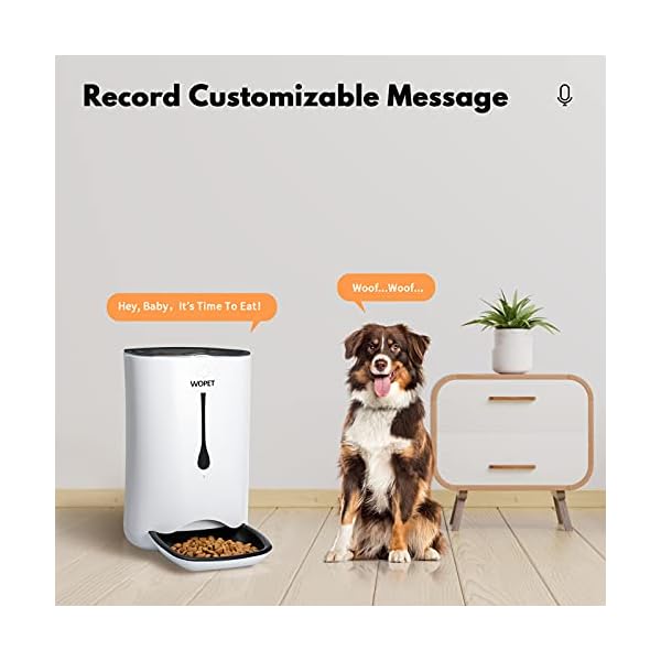 WOPET-Automatic-Pet-Feeder-Food-Dispenser-for-Cats-and-DogsFeatures-Distribution-Alarms-Portion-Control-Voice-Recorder-Programmable-Timer-for-up-to-4-Meals-per-Day Automatic Food Dispenser for Dogs