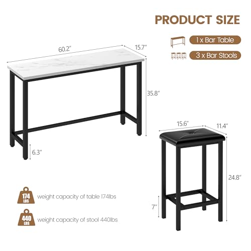 4-Piece-Kitchen-Bar-Table-Set-with-3-Stools-Durable-Iron-Structure-Simple-Style-Easy-Assembly-Perfect-for-Small-Spaces-Restaurants-and-Studio-Apartments602IN-Black 4 Piece Kitchen Bar Table Set with 3 Stools Durable Iron Structure Simple Style Easy Assembly Perfect for Small Spaces Restaurants and Studio Apartments602IN Black
