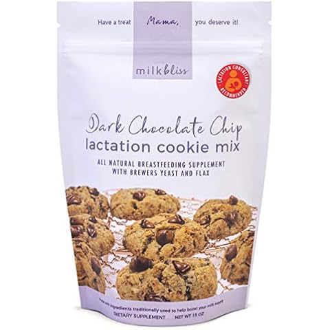 MilkBliss Dark Chocolate Chip Lactation Cookie Mix- Oatmeal Breastfeeding Cookie Supplement Support for Milk Supply Increase 15 oz Cover