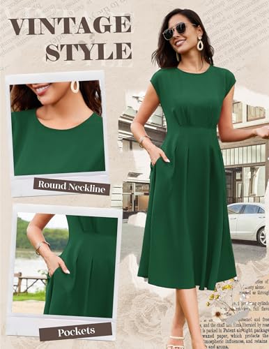 Image of Wedtrend 1940s Dress for Women 1950s Retro Dress Midi Cocktail Wedding Guest Dresses for Women Vintage Dress with Pockets
