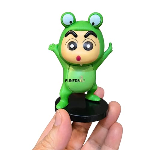 Image of FUNFOB Shinchan Action Figure Height -8cm | Shin chan Figurine Cartoon Figures Toys for Boys & Girls PVC Multicolour | Green Frog Dress