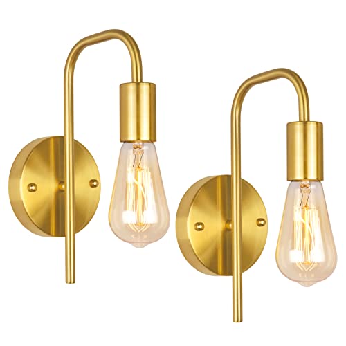 Catálogo de Focos de pared de esta semana. 43 JSXing Lámpara de pared industrial moderna Iluminación montada en la pared de latón cepillado para espejo, sala de estar, dormitorio, cocina, pasillo(2 apliques)