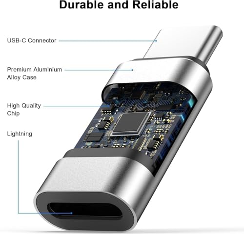 Image of Lightning to USB-C Adapter, Lightning Female to Type-C Male Fast Charging Converter, Compatible with iPhone 17 /17 Pro /17 Pro Max, 16 /15 Series & iPad Pro /Air /Mini
